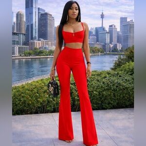 Sophisticated Red Two-Piece Statement Set